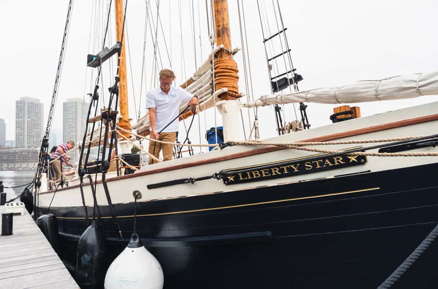 Boston: Sunset Tall Ship Harbor Cruise - Fan Pier Marina boarding: get set fast and find the Liberty Star