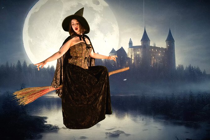Magick Broom Costume Photography - Green Screen Technology - Three themed sky galleries: Celestial Moon, Magick Avenue, The Dark Side