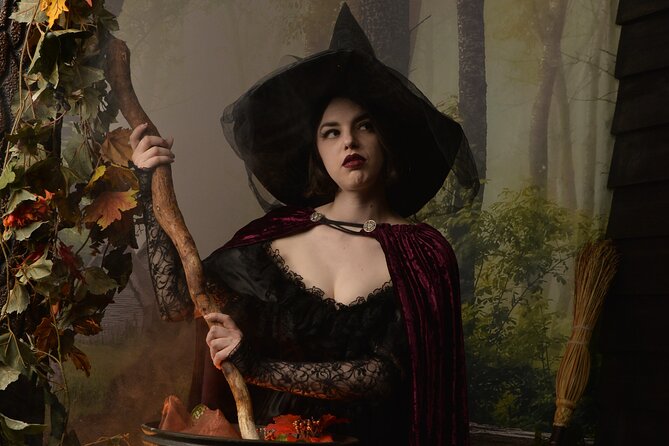 Witch Costume Photo Shoot - Olde Salem Village theatrical set - What Happens in 45 Minutes: Get Styled, Pose, Shoot, Reveal